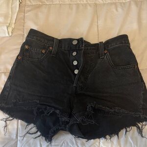 Levi's Black Jean Shorts with Button Fly